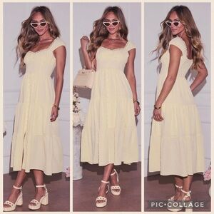 Elegant Yellow Midi Dress